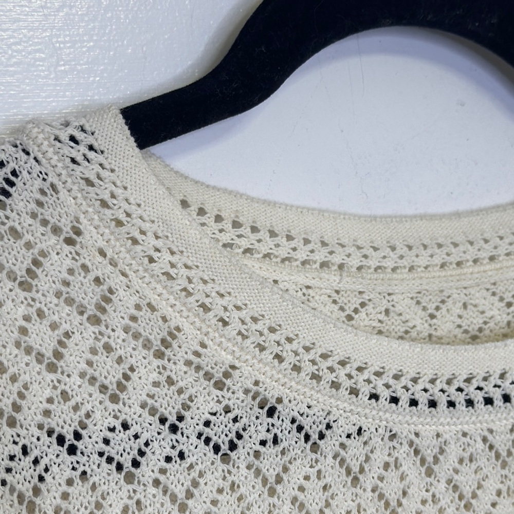 Cream Crochet Short Sleeve Blouse 100% Cotton - Picture 5 of 7